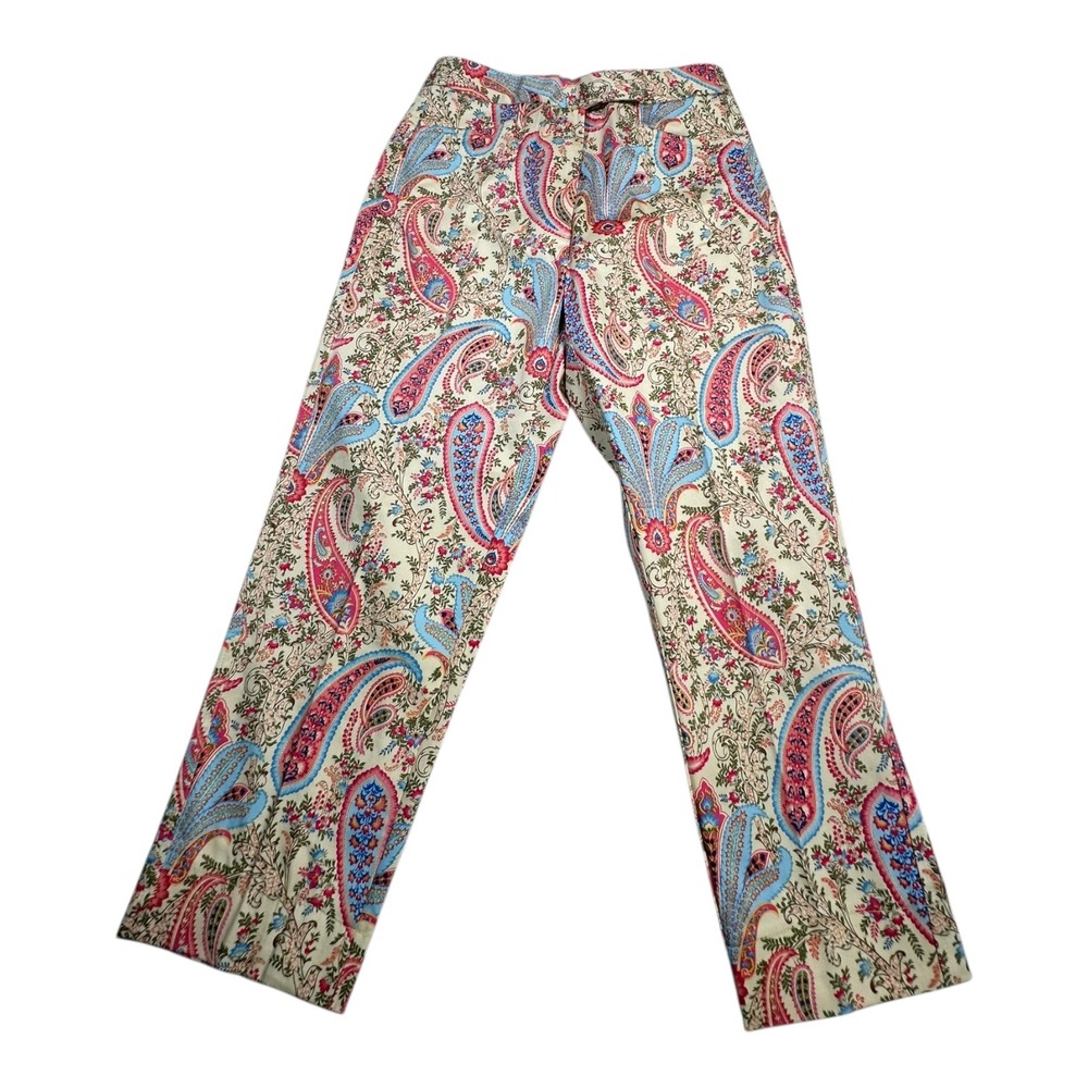 Talbots Petites Women's Size 2‎ Paisley Print Stretch Cotton Pants